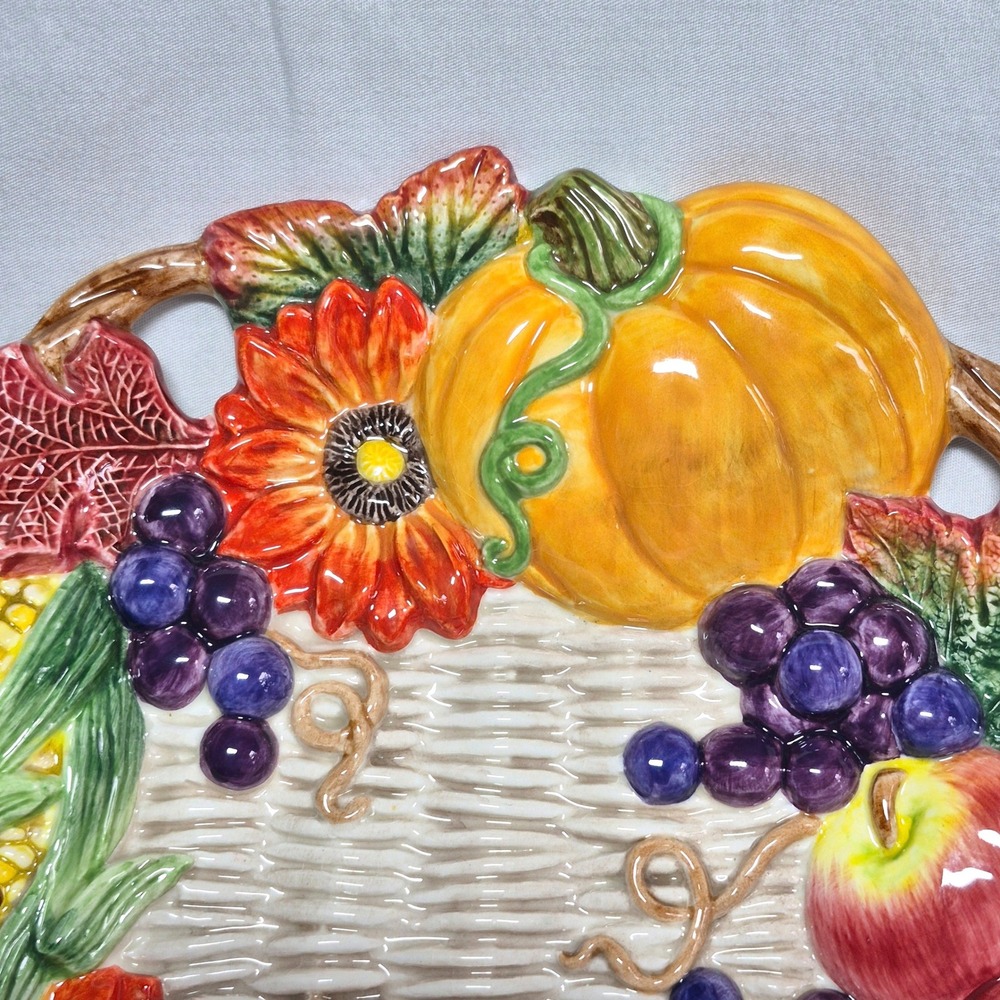 Fitz and Floyd vintage Autumn Bounty ceramic decorative plate - Picture 4 of 12